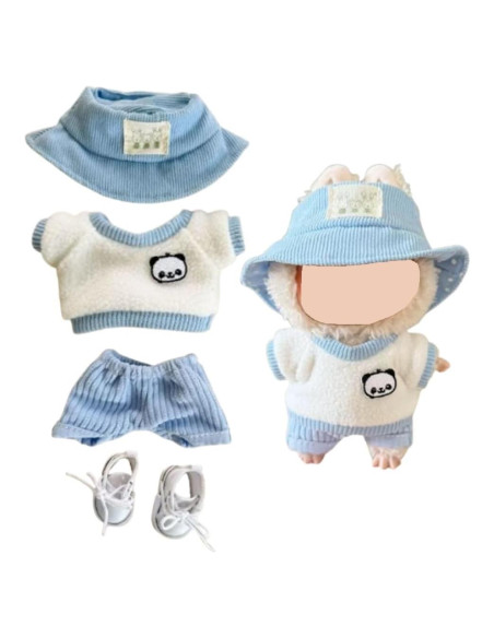 Conjunto de Ropa para Muñeca Labubu 4 Piezas Azul 15-17 cm