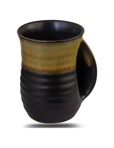 Taza Calentadora de Manos Oojdzoo Cerámica 16 Onzas Beige/Negro