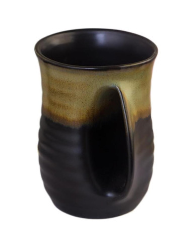 Taza Calentadora de Manos Oojdzoo Cerámica 16 Onzas Beige/Negro
