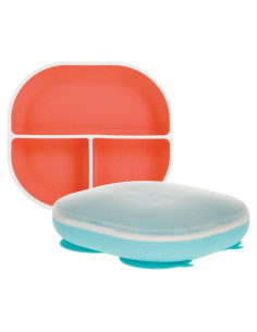 Plato de Succión Rectangular Nuby con Tapa - Silicona 6+ Meses