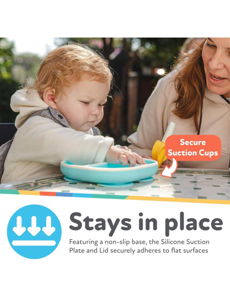 Plato de Succión Rectangular Nuby con Tapa - Silicona 6+ Meses