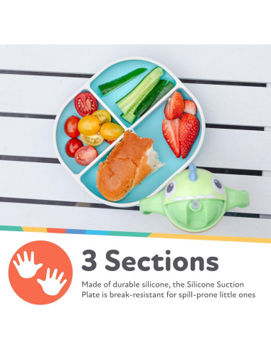 Plato de Succión Rectangular Nuby con Tapa - Silicona 6+ Meses