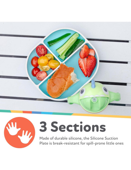 Plato de Succión Rectangular Nuby con Tapa - Silicona 6+ Meses