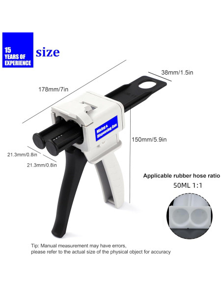 Pistola de Pegamento AB SoKalChw 50ml 1:1/2:1 con Boquillas