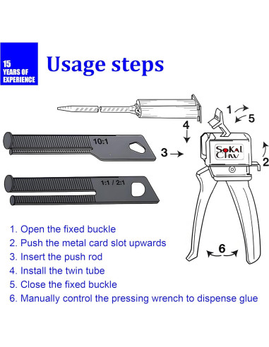 Pistola de Pegamento AB SoKalChw 50ml 1:1/2:1 con Boquillas
