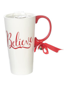 Taza de Cerámica Navideña Topadorn 502 ml con Tapa y Caja