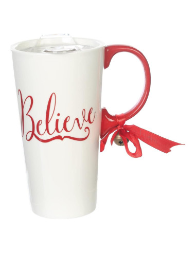 Taza de Cerámica Navideña Topadorn 502 ml con Tapa y Caja