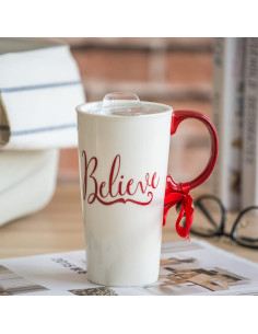 Taza de Cerámica Navideña Topadorn 502 ml con Tapa y Caja 2