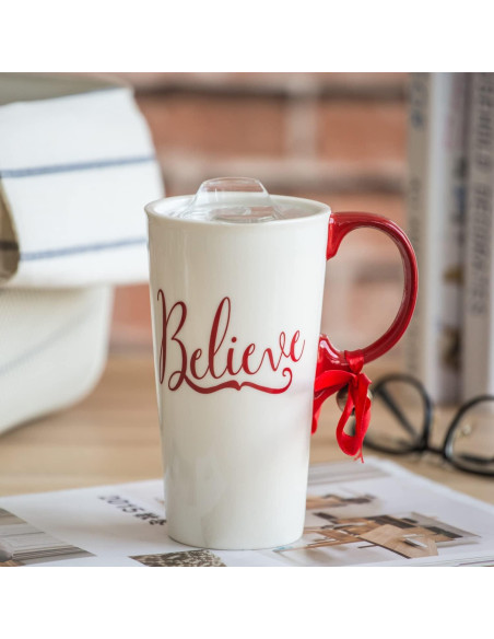 Taza de Cerámica Navideña Topadorn 502 ml con Tapa y Caja