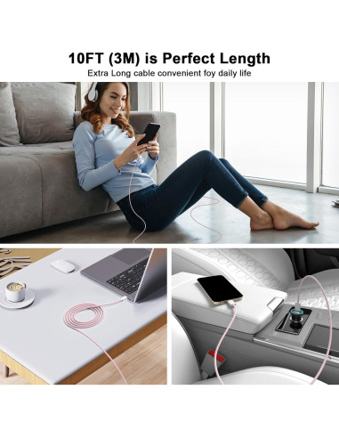 Cable de carga USB C a C 3M Kassdin 60W para iPhone 17/16/15