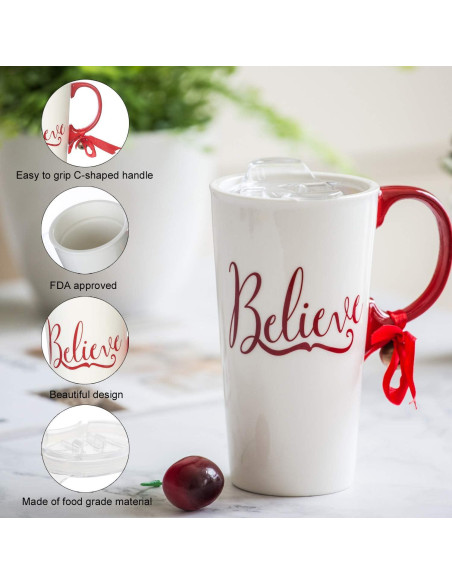 Taza de Cerámica Navideña Topadorn 502 ml con Tapa y Caja