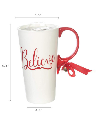 Taza de Cerámica Navideña Topadorn 502 ml con Tapa y Caja