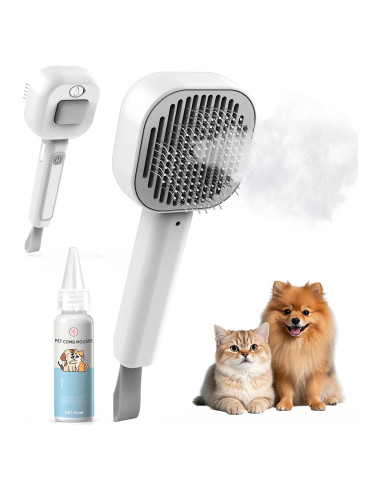 Cepillo 3 en 1 POHAHA para Gatos y Perros - Acicalamiento y Vapor