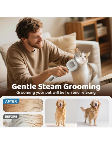 Cepillo 3 en 1 POHAHA para Gatos y Perros - Acicalamiento y Vapor