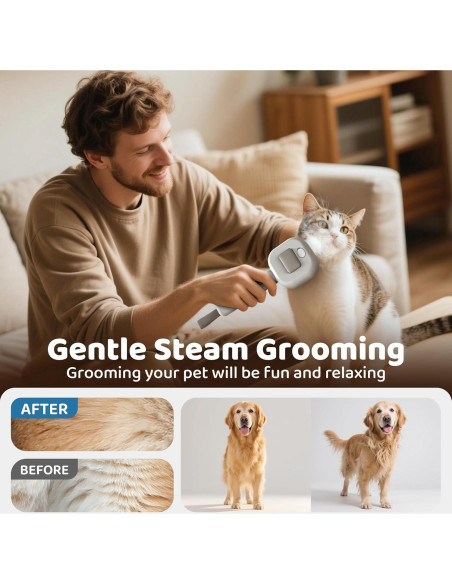 Cepillo 3 en 1 POHAHA para Gatos y Perros - Acicalamiento y Vapor