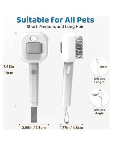 Cepillo 3 en 1 POHAHA para Gatos y Perros - Acicalamiento y Vapor