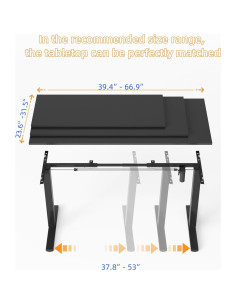 Escritorio de Pie Ajustable YIHAYO Negro, Marco Expandible 70-115 cm 2