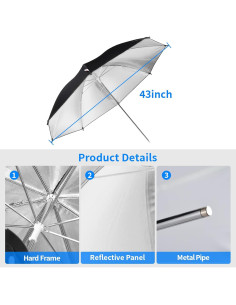 Kit de Iluminación Fotográfica Soonpho con Paraguas 109cm 2