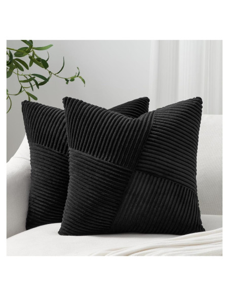 Juego de 2 Fundas de Almohada Decorativas Topfinel 30x30 cm Terciopelo