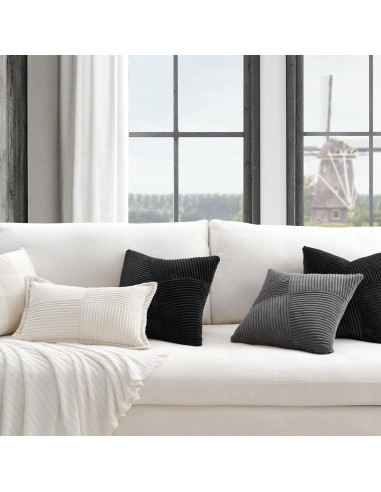 Juego de 2 Fundas de Almohada Decorativas Topfinel 30x30 cm Terciopelo