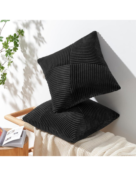 Juego de 2 Fundas de Almohada Decorativas Topfinel 30x30 cm Terciopelo