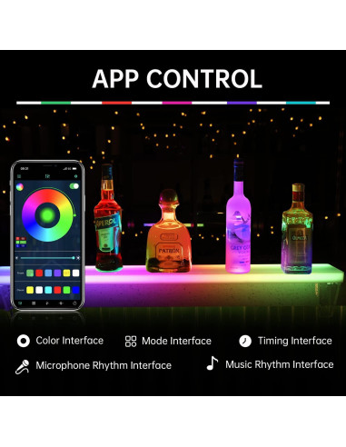 Estante de Botellas Iluminado LED Cimcame 40 Pulgadas Control Remoto