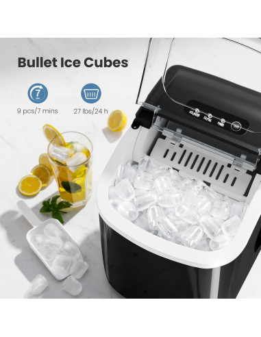 Máquina de Hielo Crzoe Portátil 11.79 kg/24H Autolimpiante