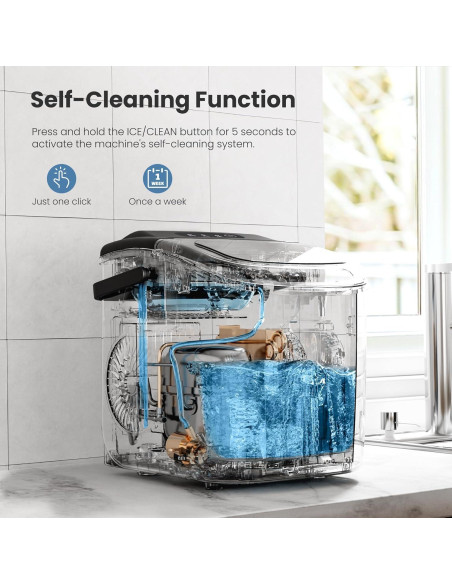 Máquina de Hielo Crzoe Portátil 11.79 kg/24H Autolimpiante