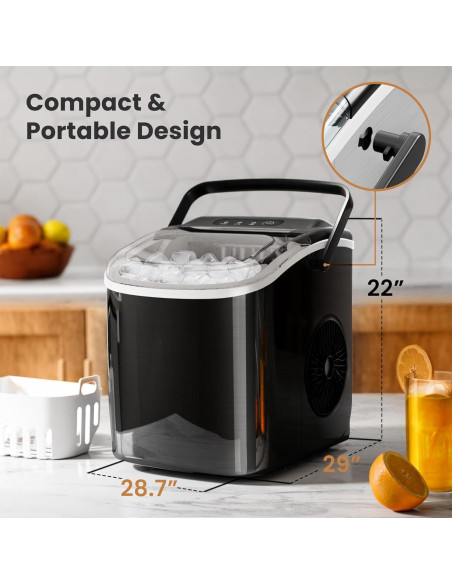 Máquina de Hielo Crzoe Portátil 11.79 kg/24H Autolimpiante