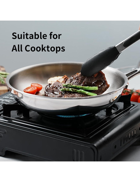 Sartén de Acero Inoxidable SLOTTET 20 cm Tres Capas Apta Horno