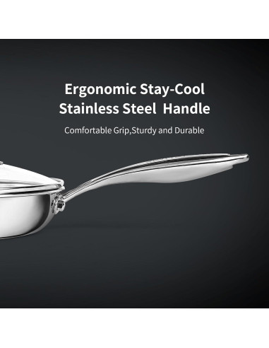 Sartén de Acero Inoxidable SLOTTET 20 cm Tres Capas Apta Horno