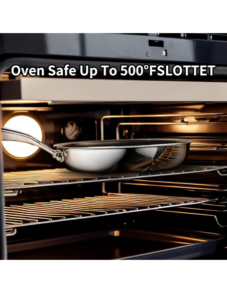 Sartén de Acero Inoxidable SLOTTET 20 cm Tres Capas Apta Horno