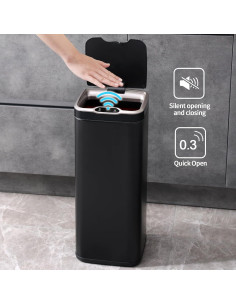 Cubo de Basura Automático ELPHECO 30L Acero Inoxidable Negro 2