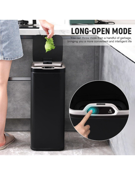 Cubo de Basura Automático ELPHECO 30L Acero Inoxidable Negro