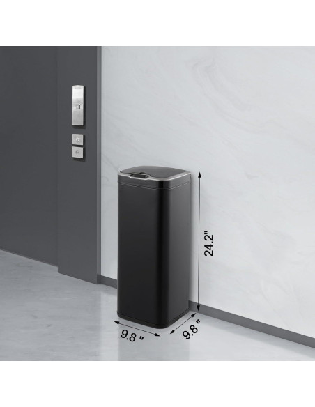 Cubo de Basura Automático ELPHECO 30L Acero Inoxidable Negro