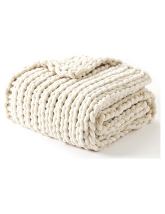 Manta Chunky YnM 76x102 cm Chenille Crema de Mantequilla