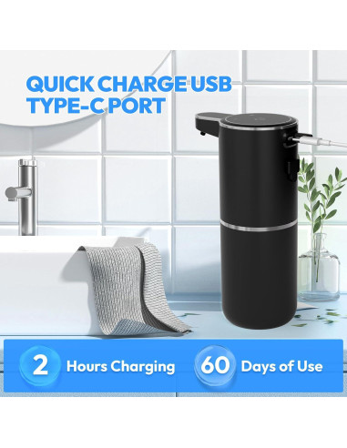 Dispensador Automático de Jabón Espumoso MTYGK Negro - 2 Unidades