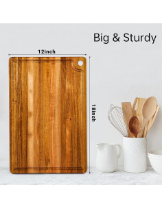 Tabla de Cortar Grande de Madera de Acacia Caperci 45.72x30.48cm 2