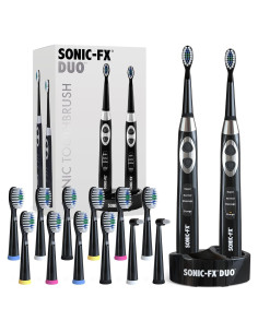 Juego de cepillos de dientes eléctricos Sonic-FX Duo - 14 cabezales, 3 modos, temporizador
