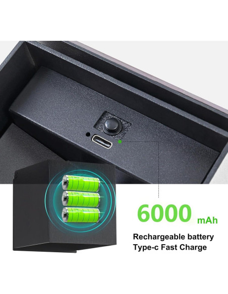 Luz de Pared con Sensor de Movimiento SURPALIG 6000mAh LED Negro