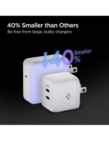 Cargador Rápido USB-C Spigen GaN 352 35W 2 Puertos Blanco