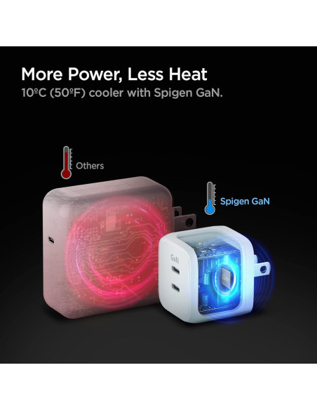 Cargador Rápido USB-C Spigen GaN 352 35W 2 Puertos Blanco