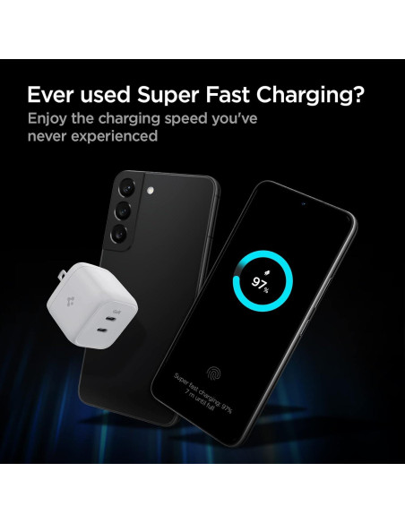 Cargador Rápido USB-C Spigen GaN 352 35W 2 Puertos Blanco