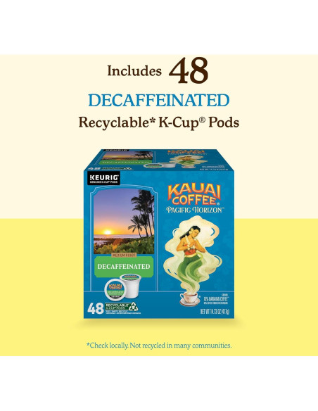Cápsulas de Café Kauai Descafeinado Tostado Medio - 48 K-Cups