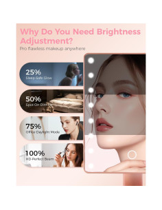 Espejo de Maquillaje Iluminado Bloominique Oro Rosa Dimmable 2