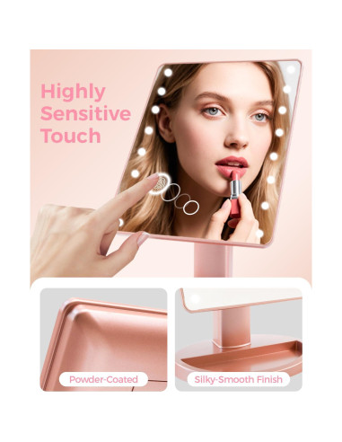 Espejo de Maquillaje Iluminado Bloominique Oro Rosa Dimmable