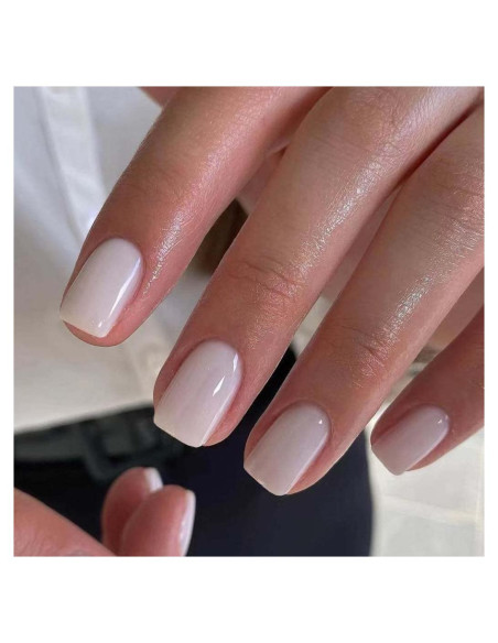 Uñas Postizas Acrílicas Blancas Cuadradas Foccna 24 Piezas