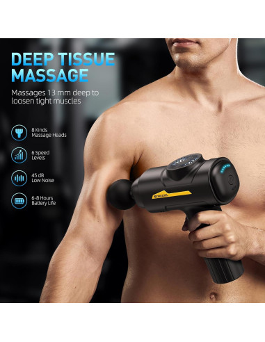 Pistola de Masaje SORUDEL con 7 Cabezas y 6 Velocidades