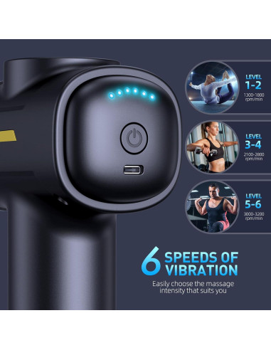 Pistola de Masaje SORUDEL con 7 Cabezas y 6 Velocidades