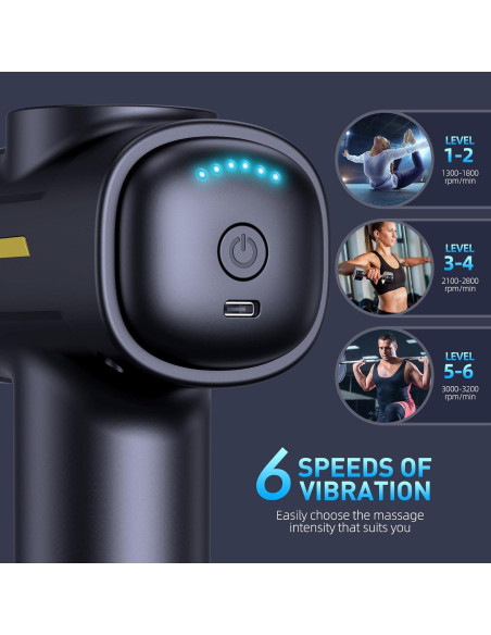 Pistola de Masaje SORUDEL con 7 Cabezas y 6 Velocidades